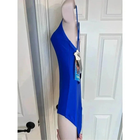 SPEEDO blue swimming one piece X back size 8 NWT - Picture 3 of 7
